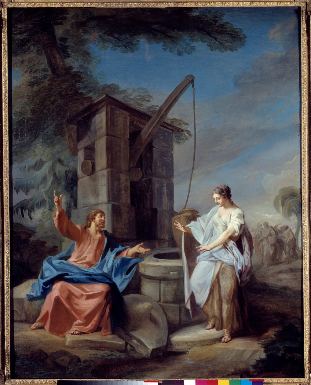 Christ and the Samaritan. Painting by Gabriel de Saint Aubin (1724-1780) by Gabriel de Saint Aubin