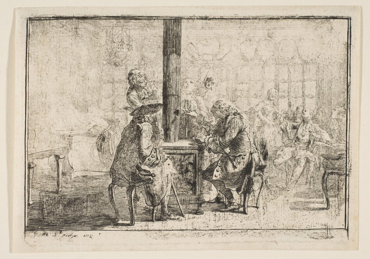 Les Nouvellistes by Gabriel de Saint Aubin