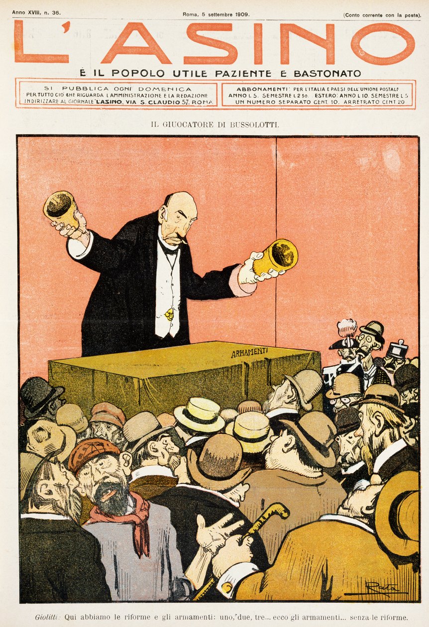 Shell Game Player, Satirical Cartoon Dedicated to Giovanni Giolitti, from L