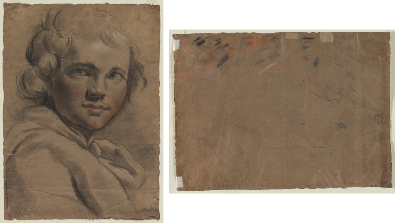 Head of a Young Man (recto) Sketch of a Head (verso) by Gaetano Gandolfi