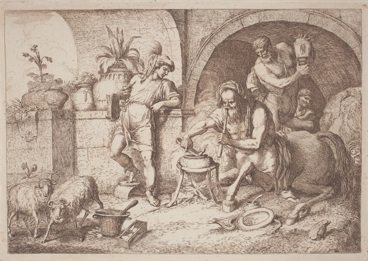 Chiron Teaches Magic to Achilles by Gaetano Zompini, after Giovanni Benedetto Castiglione