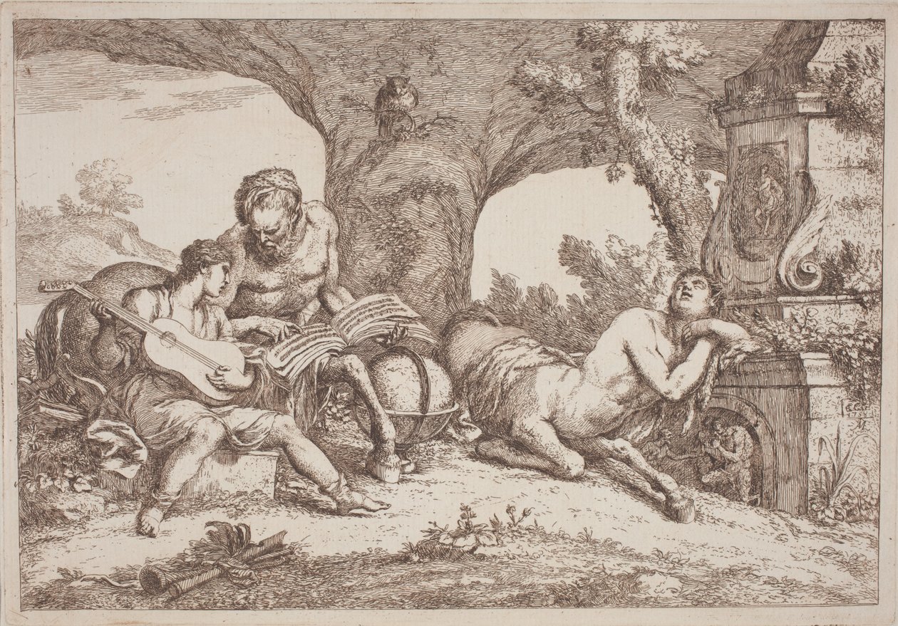Chiron Teaches Music to Achilles by Gaetano Zompini, after Giovanni Benedetto Castiglione