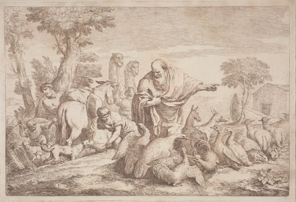 Noah Leading the Animals to the Ark by Gaetano Zompini, after Giovanni Benedetto Castiglione