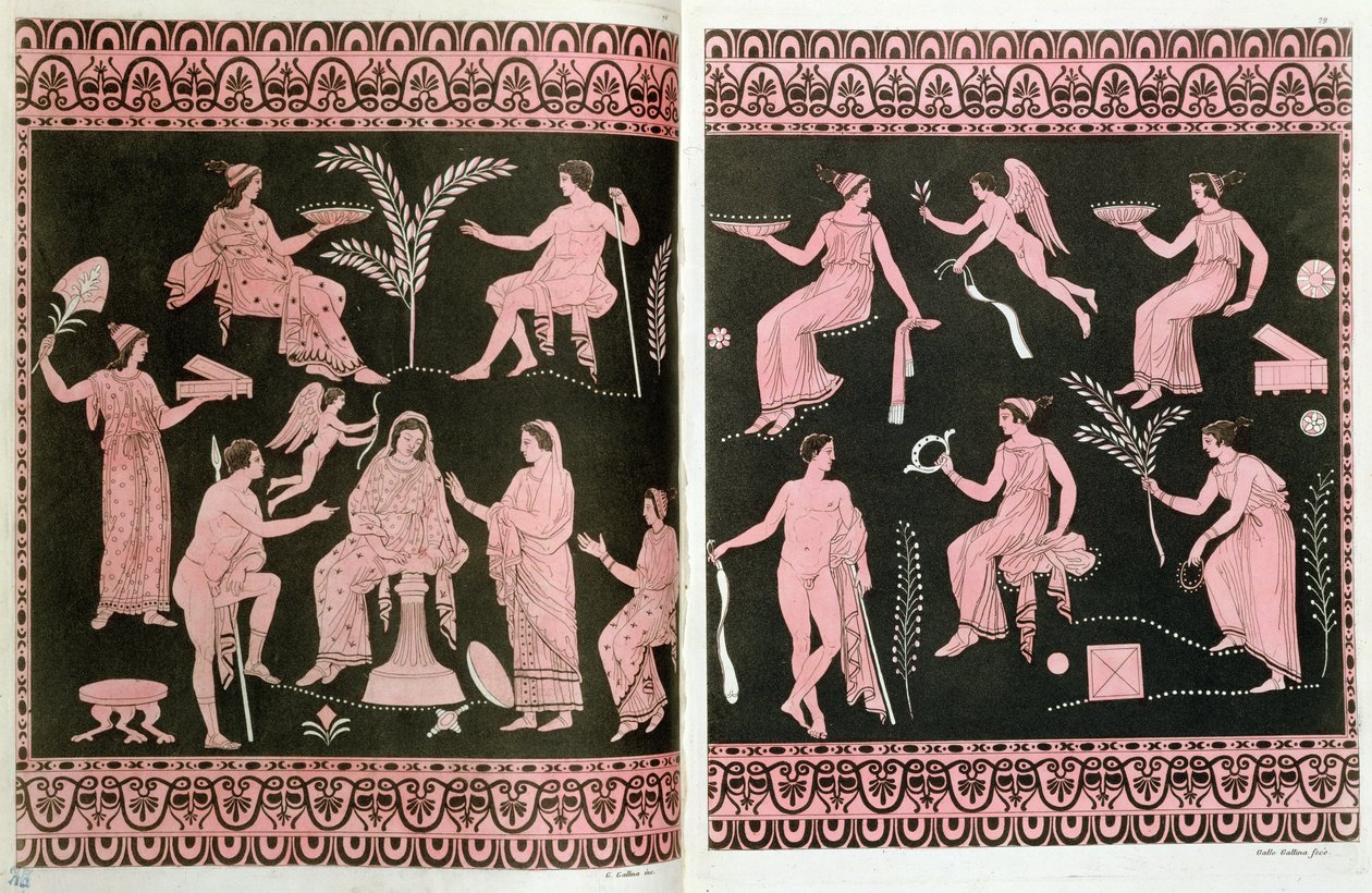 Scene of Initiation into the Eleusinian Mysteries, after Greek Antique Vases, from 