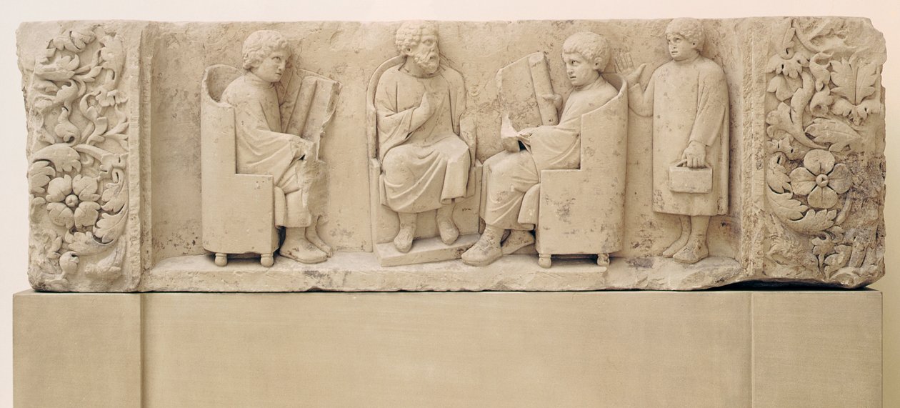 Relief depicting a school scene, from Neumagen by Gallo Roman