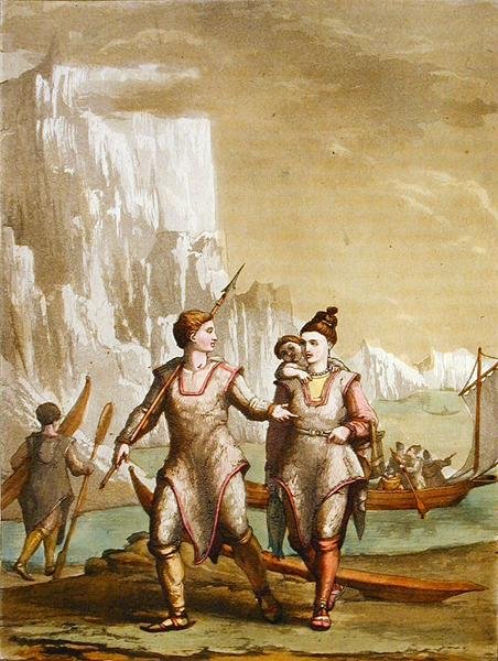 Greenland men and women returning from fishing by Gallo Gallina