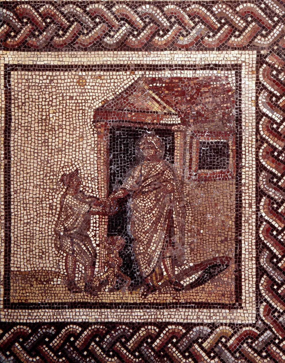 Gallo Roman Art: mosaic paving representing a rustic calendar. Celebration scene. End 2nd, beginning of 3rd century after JC. From Saint-Romain-en-Gal (Rhone) by Gallo Roman