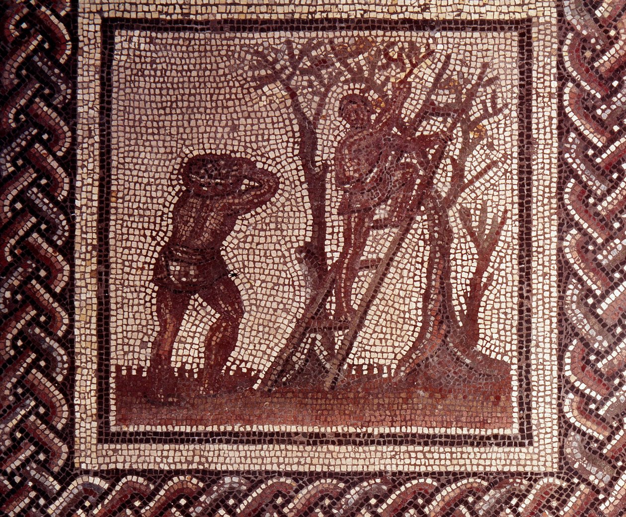 Mosaic Paving Representing a Rustic Calendar: Olive Picking Scene by Gallo-Roman