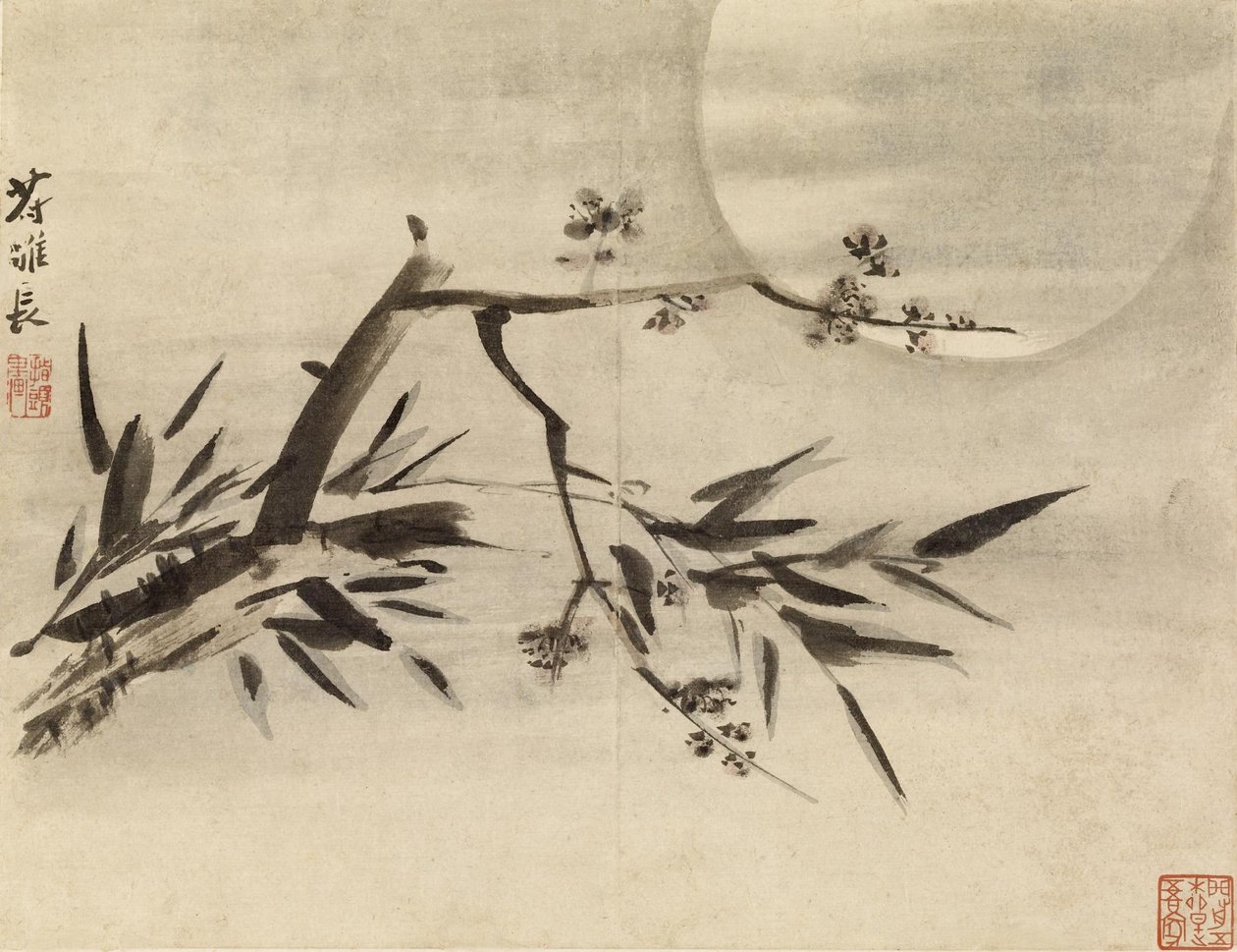 Bamboo, Plum Blossoms and Moon by Gao Qipei