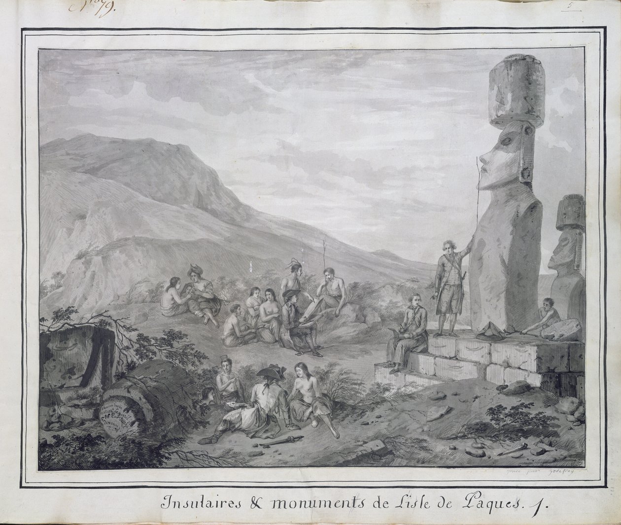 Islanders and Monuments of Easter Island, 1786 by Gaspard Duche de Vancy