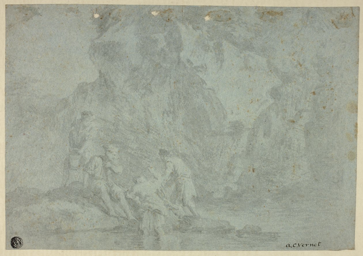 Rocky Landscape with Figures by Gaspard Dughet