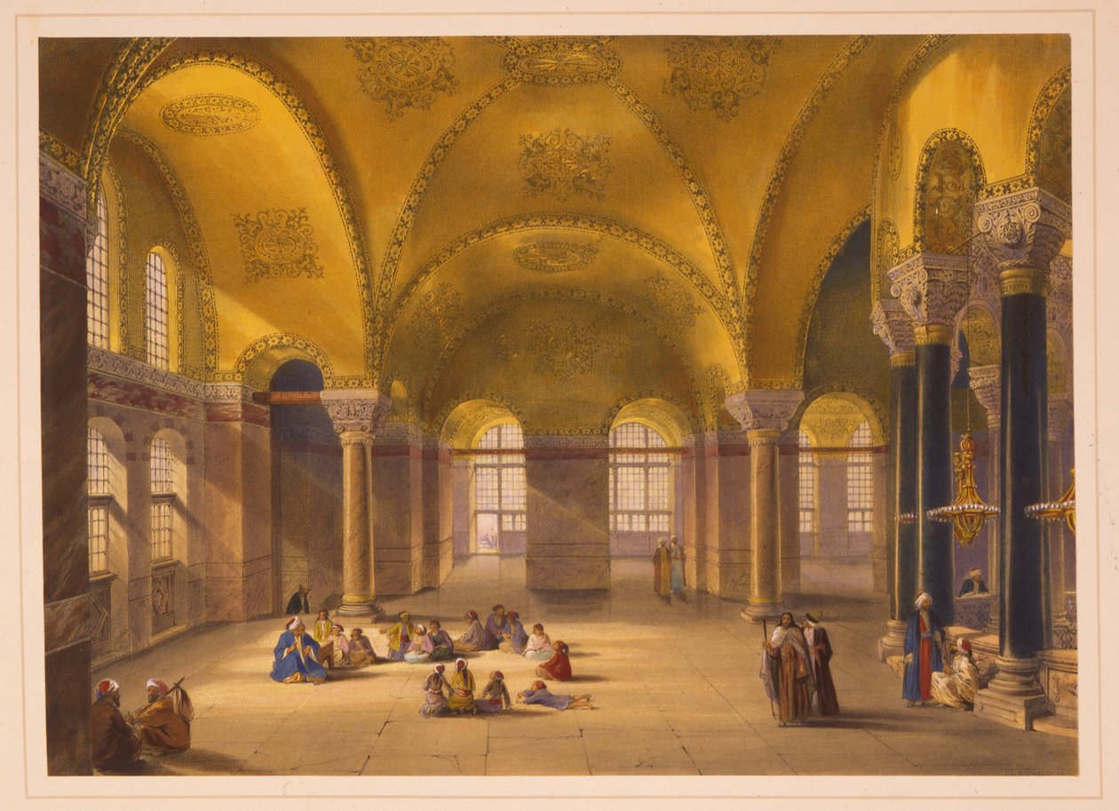 The interior of the gynaeceum of the Ayasofya Mosque, formerly the Church of Hagia Sophia by Gaspard Fossati