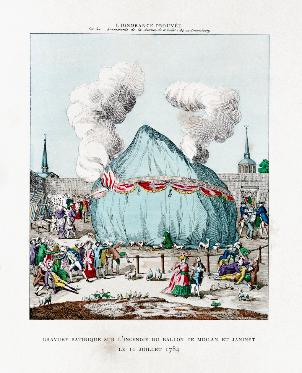 Satirical Engraving on the Fire of the Balloon of Miolan and Janinet, 1784 by Gaston Tissandier
