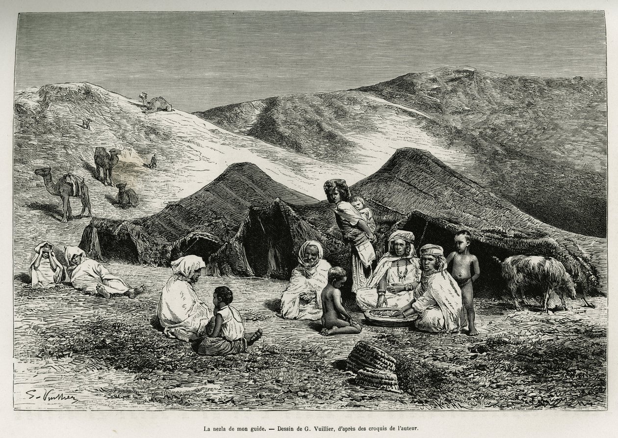 The Nezla of My Guide (engraving by G. Vuillier, to illustrate the Algerian Sahara by V. Largeau, 1874-1878) by Gaston Vuillier