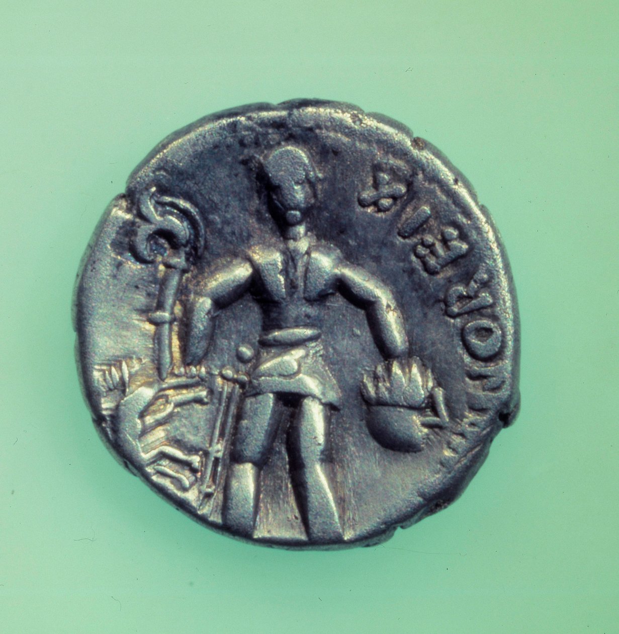 Coin of the Eduen people representing a warrior by Gaulish Gaulish