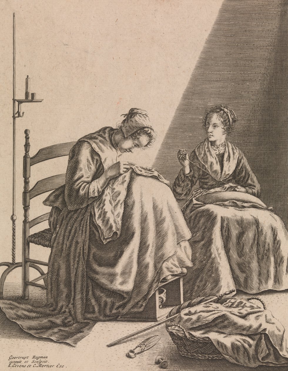 Two Women Sewing (Plate 1 from Five Feminine Occupations) by Geertruydt Roghman