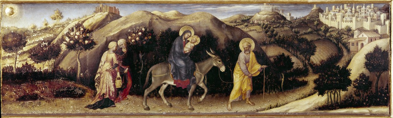 Altarpiece of Adoration of the Magi: Flight to Egypt - central panel by Gentile da Fabriano
