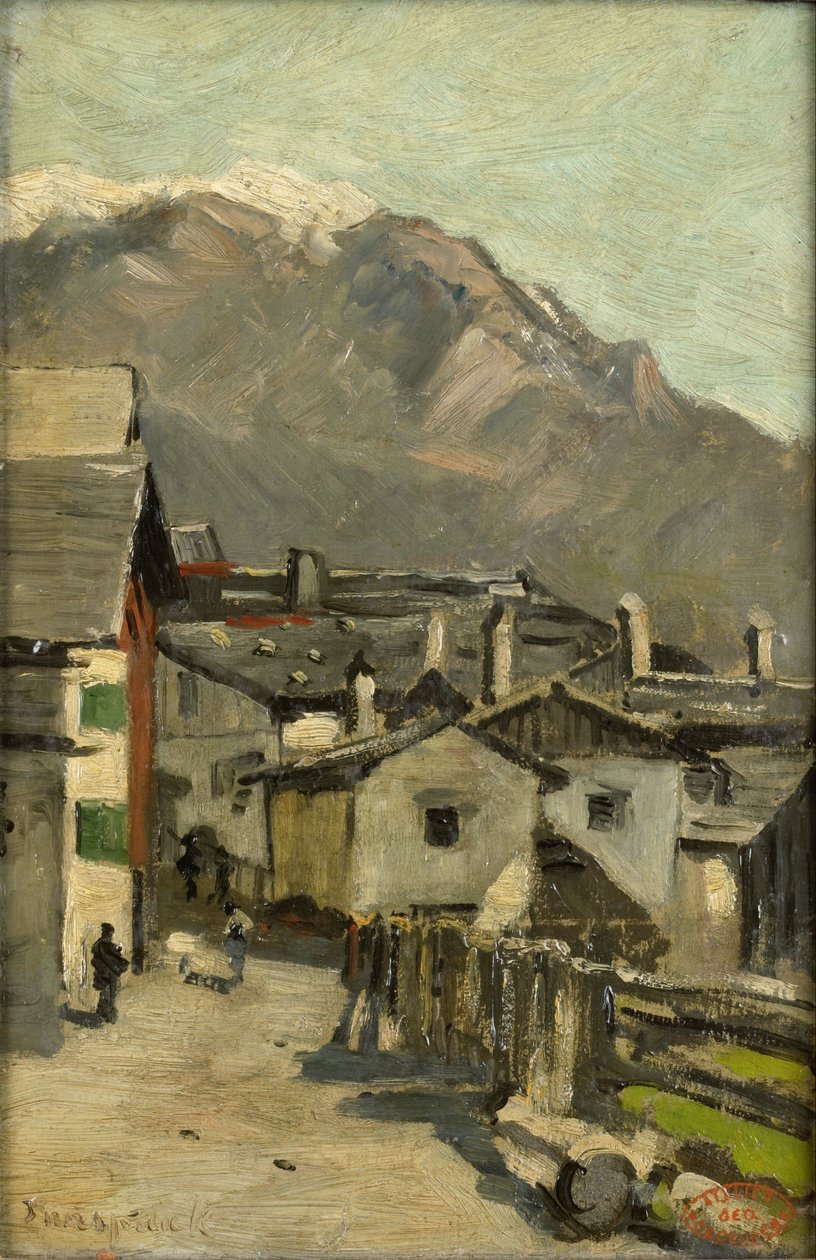Houses Along a Road Near a Mountain by Geo Poggenbeek