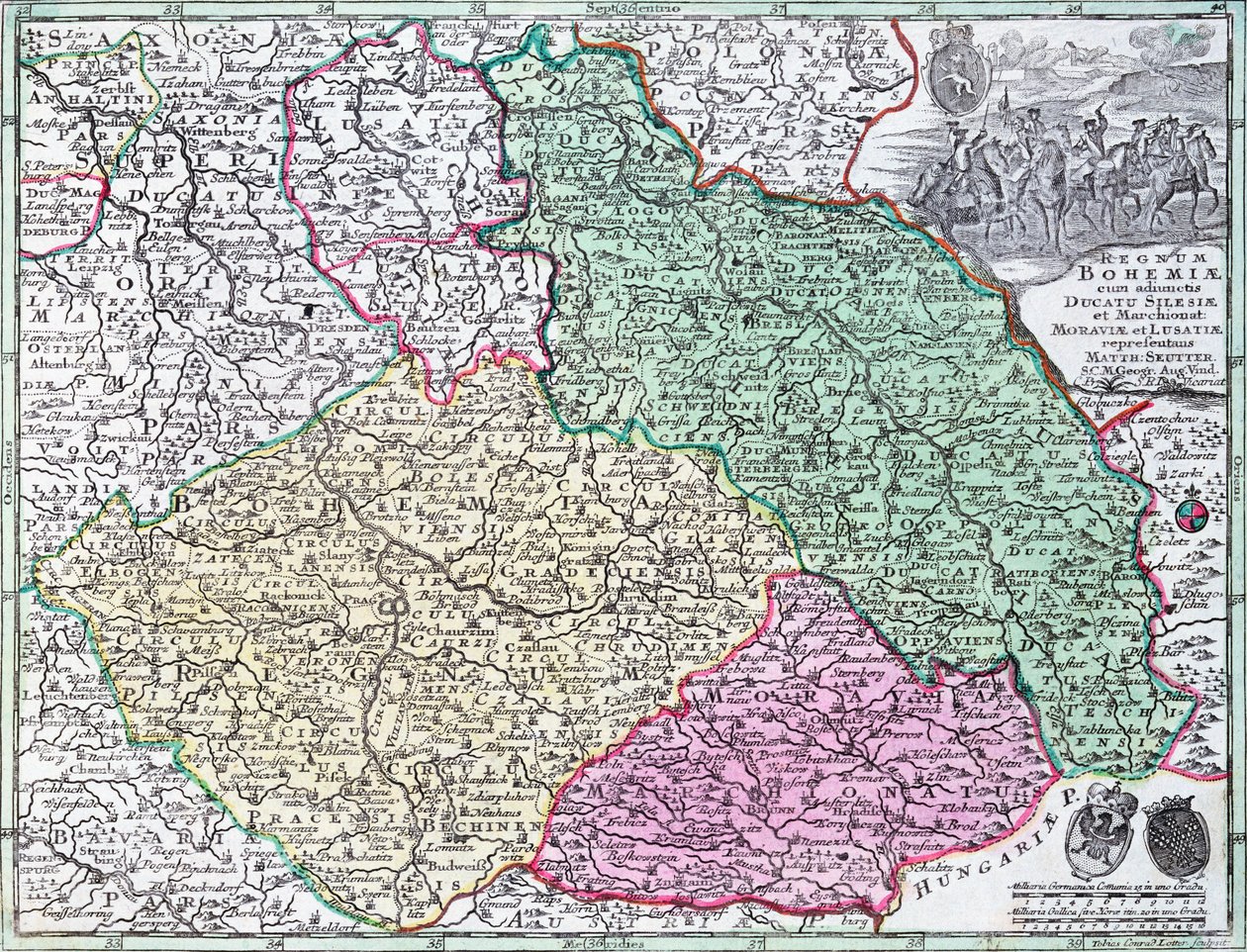Map of Silesia, from an Atlas by Georg Matthäus Seutter