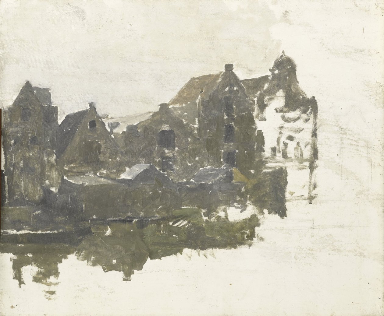 Warehouses on the Teertuinen on the Prinseneiland by Georg-Hendrik Breitner