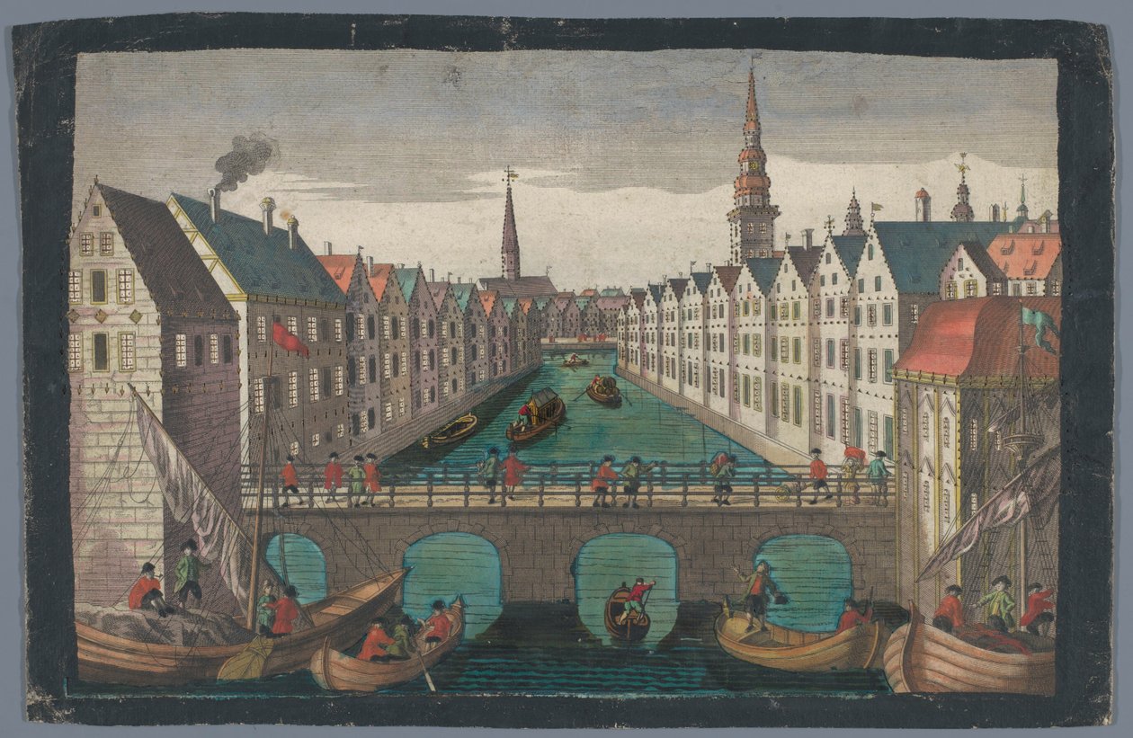 View of the Nikolaifleet Opposite the St. Nicholas Church in Hamburg by Georg Balthasar Probst (possibly)