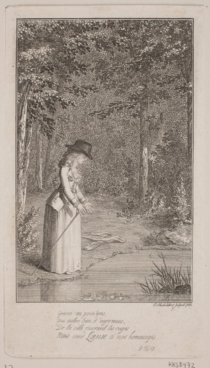 A Young Lady Standing in a Forest by the Water