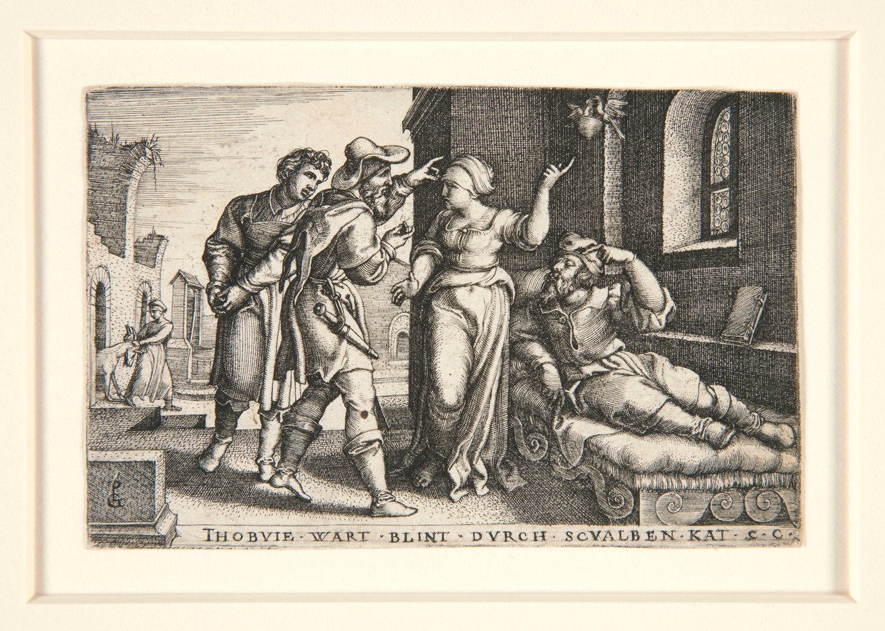 Tobit Blinded, Plate 3 from the Series The Story of Tobit by Georg Pencz