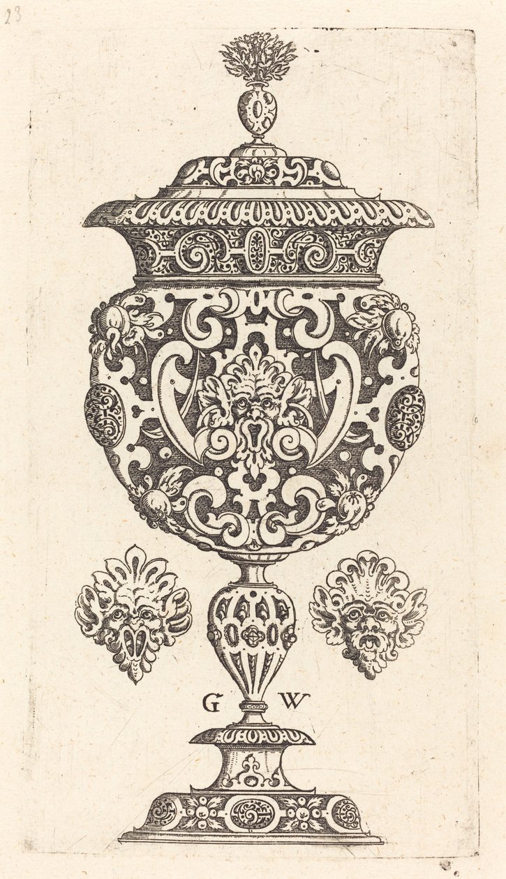 Goblet, Rim Decorated with Masque with Gaping Mouth by Georg Wechter I