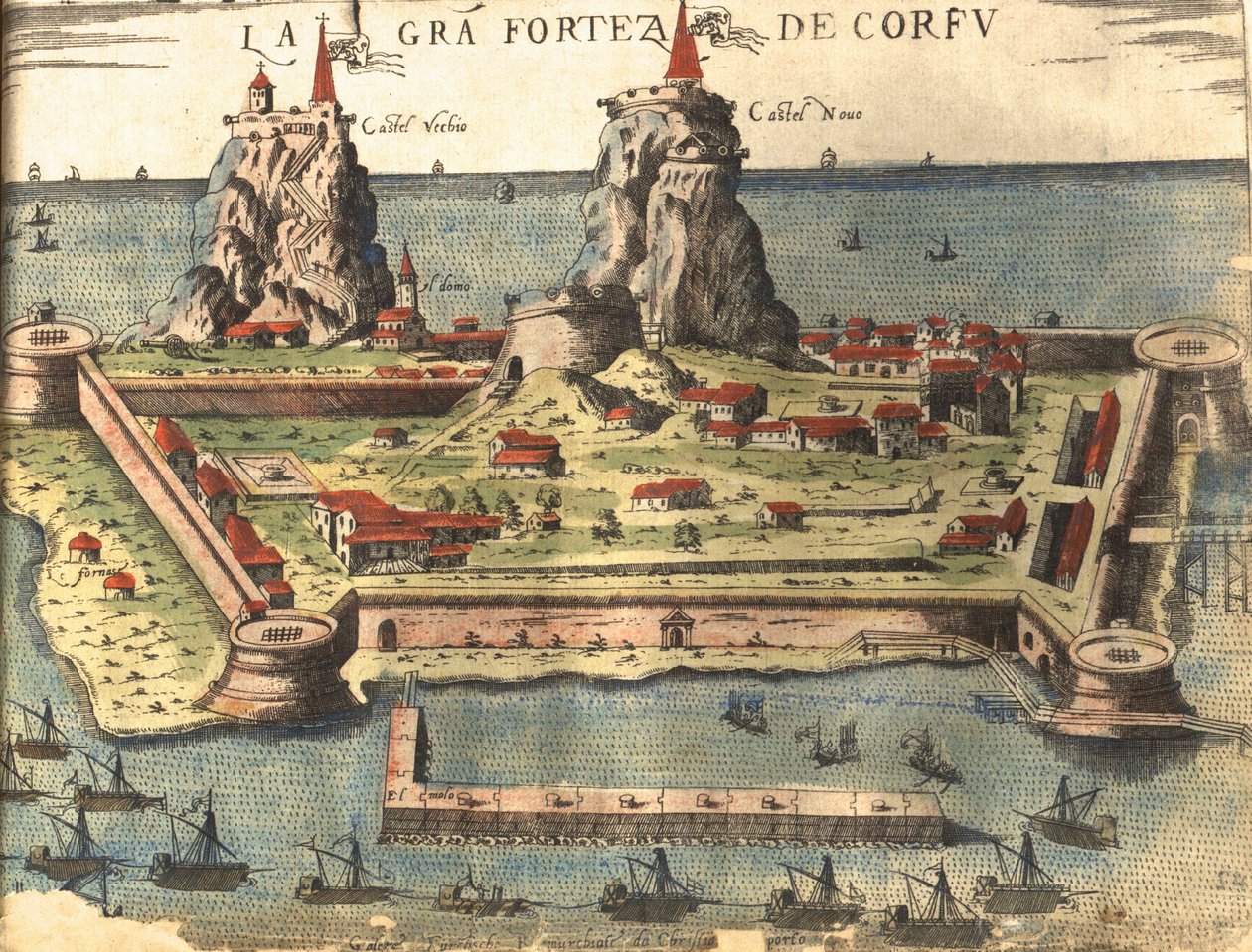 Corfu, Greece by Georg and Hogenberg Franz (1535-90) Braun
