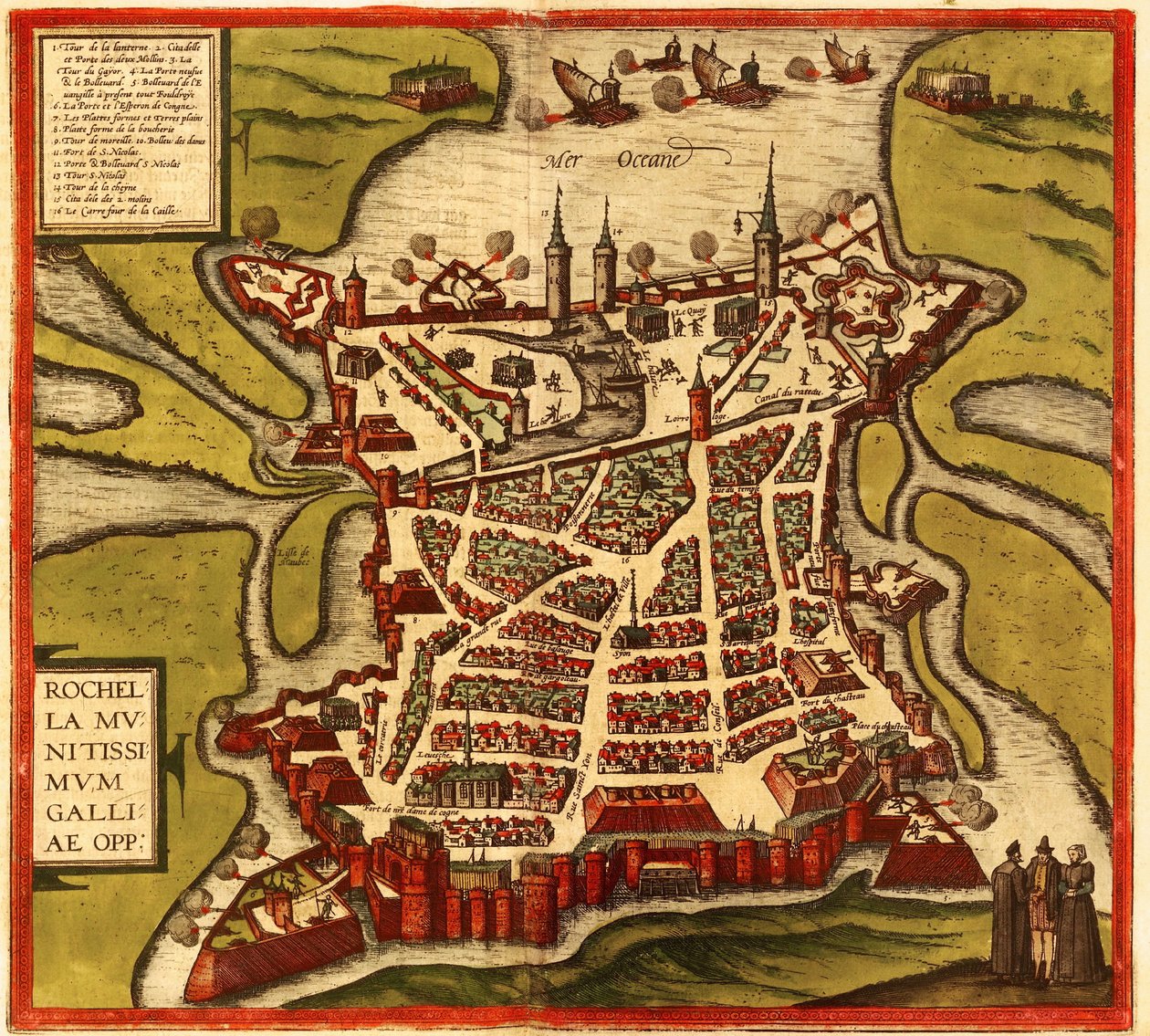 La Rochelle, France by Georg and Hogenberg Franz (1535-90) Braun