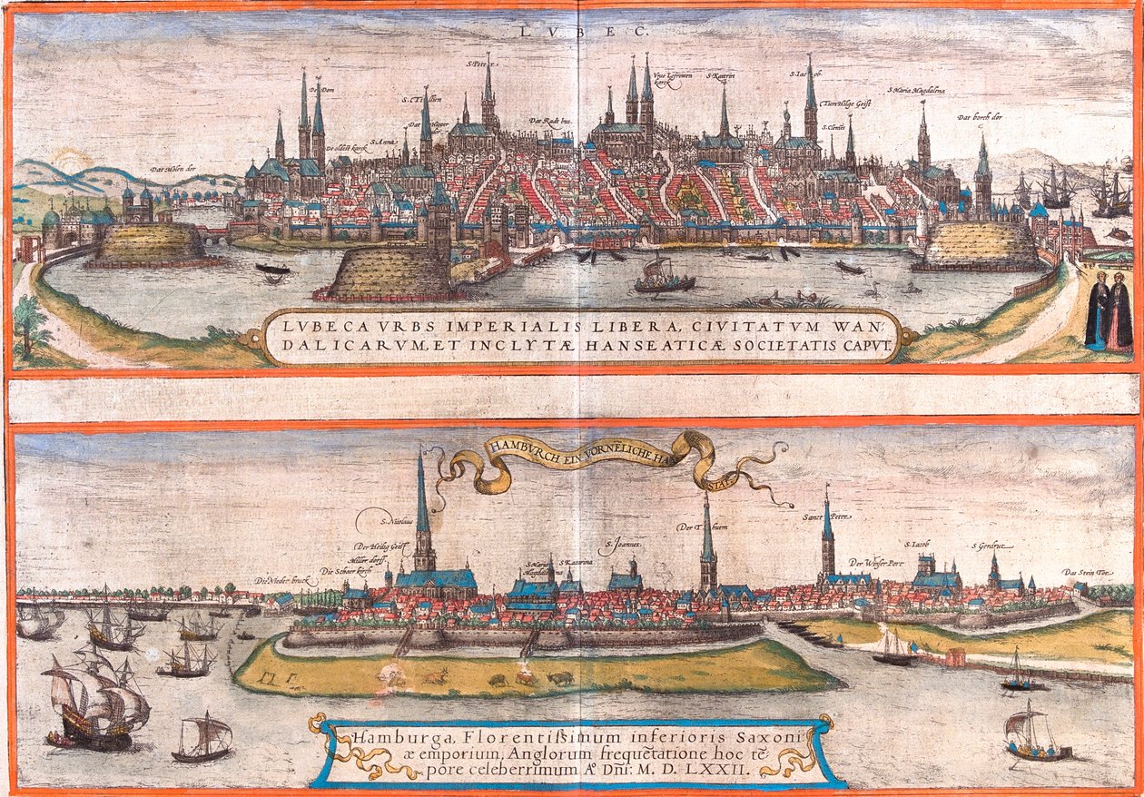 Lübeck, Hamburg, Germany by Georg and Hogenberg Franz (1535-90) Braun