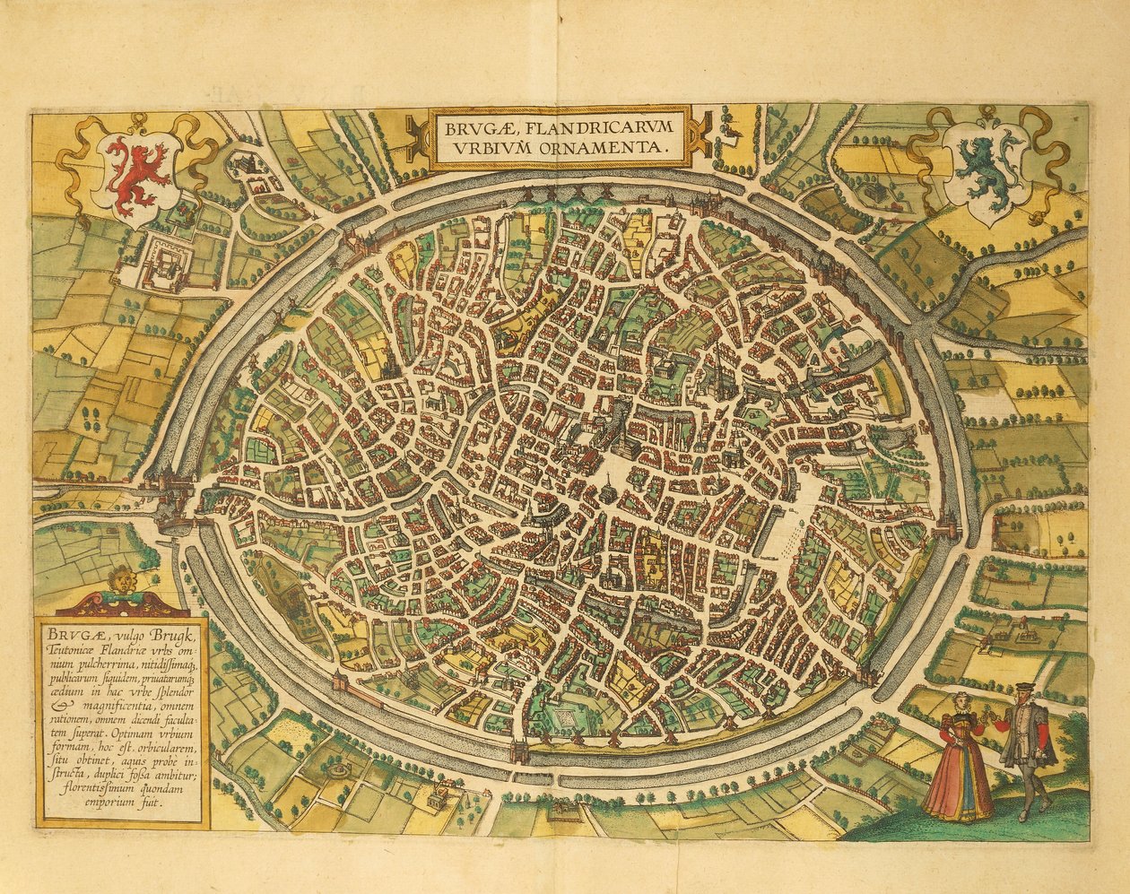 Map of Bruges from Civitates Orbis Terrarum by Georg Braun and Hogenberg Franz