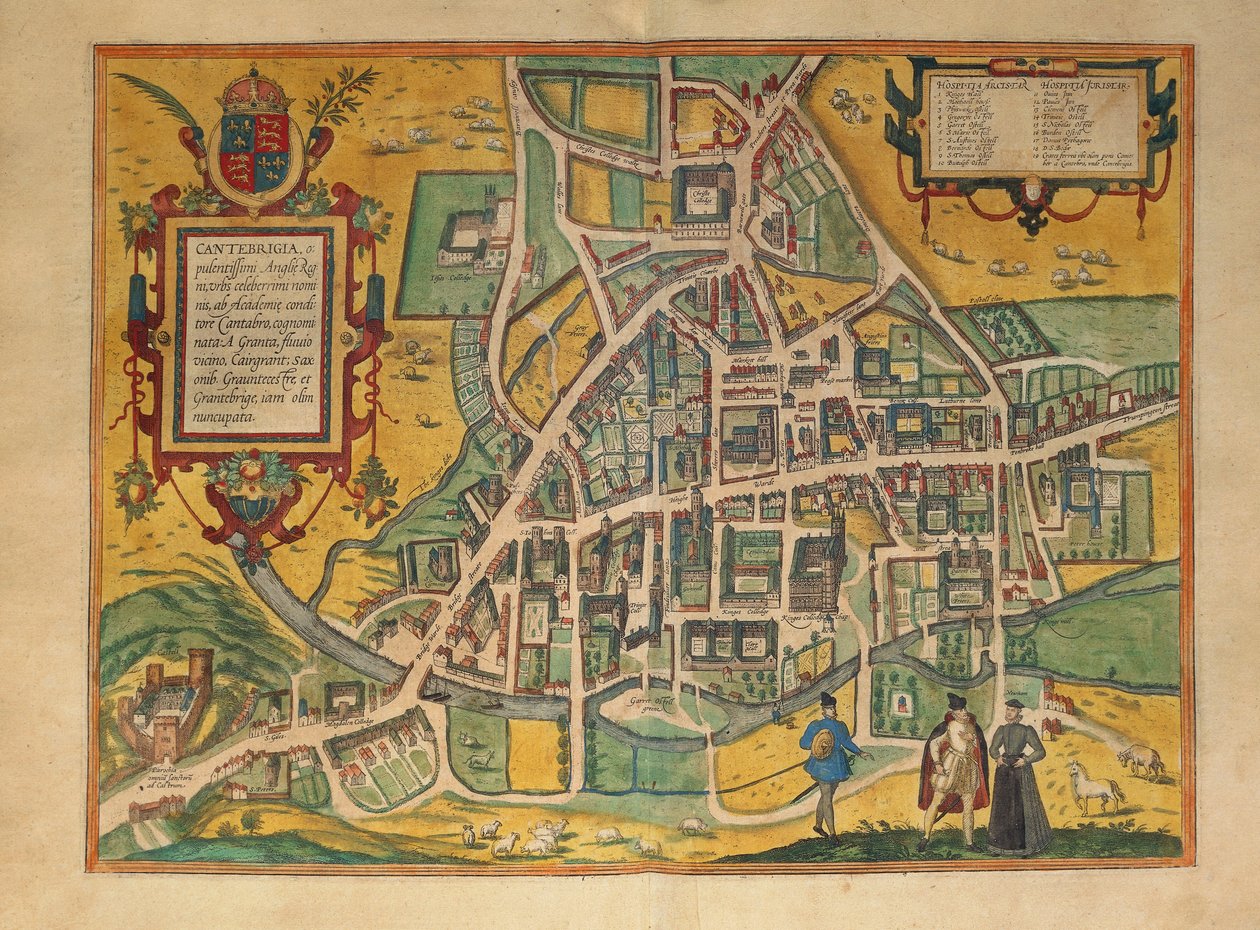 Map of Cambridge from Civitates Orbis Terrarum by Georg Braun by Georg Braun and Hogenberg Franz