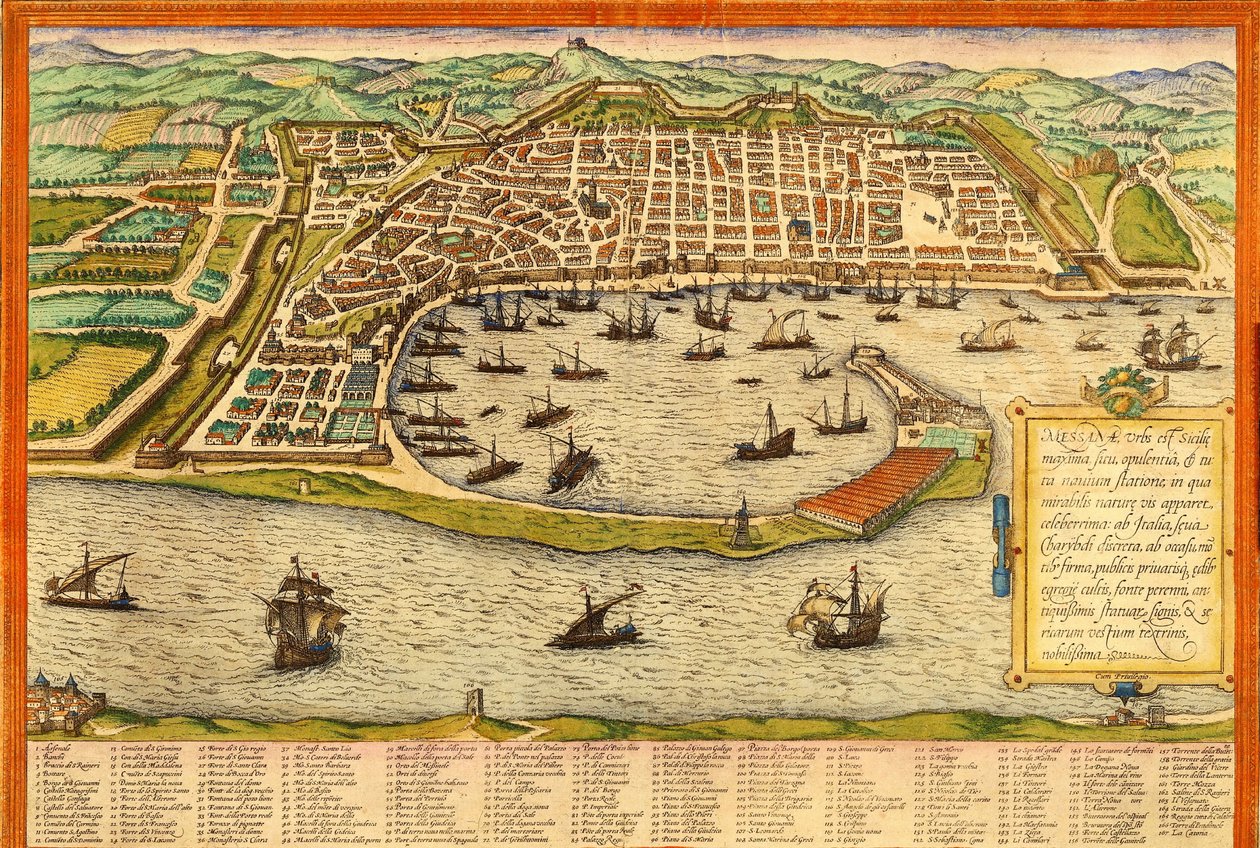 Messina, Italy by Georg and Hogenberg Franz (1535 90) Braun