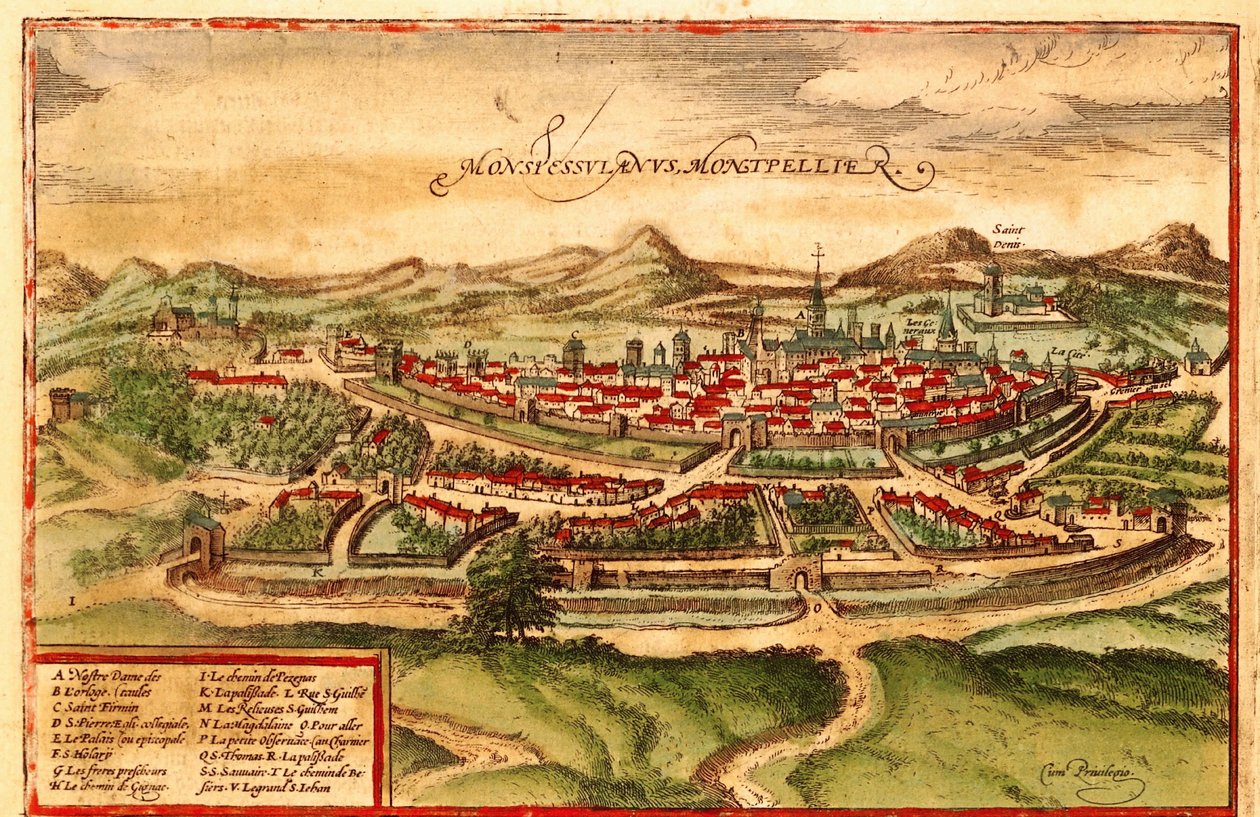 Montpellier, France by Georg and Hogenberg Franz (1535 90) Braun