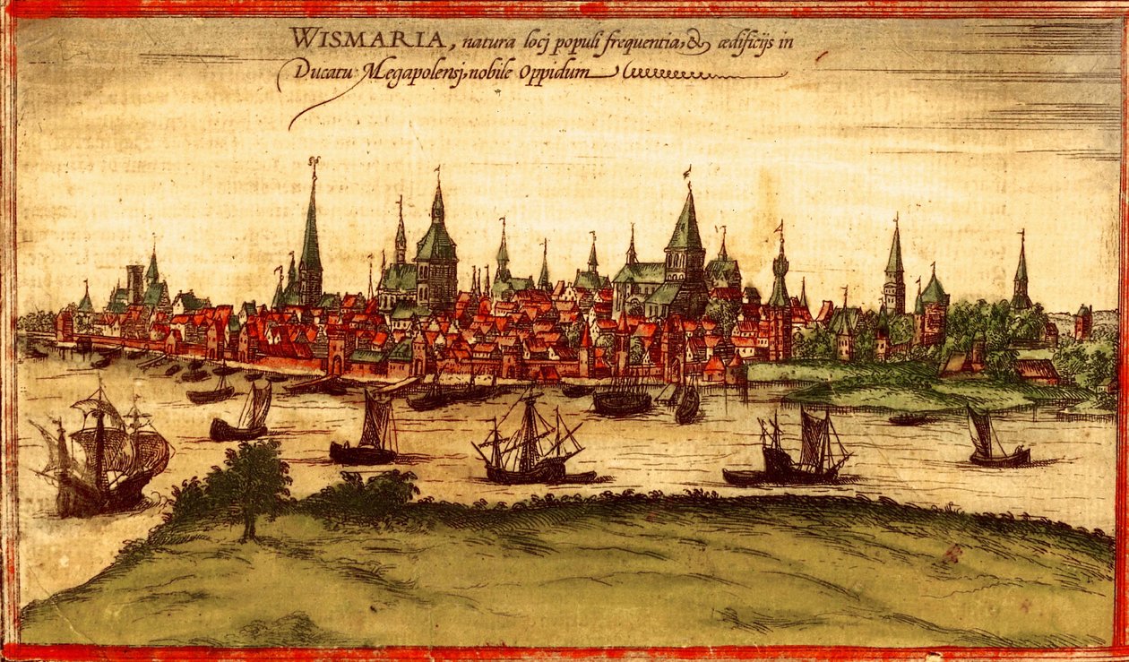 Rostock, Germany by Georg and Hogenberg Franz (1535-90) Braun