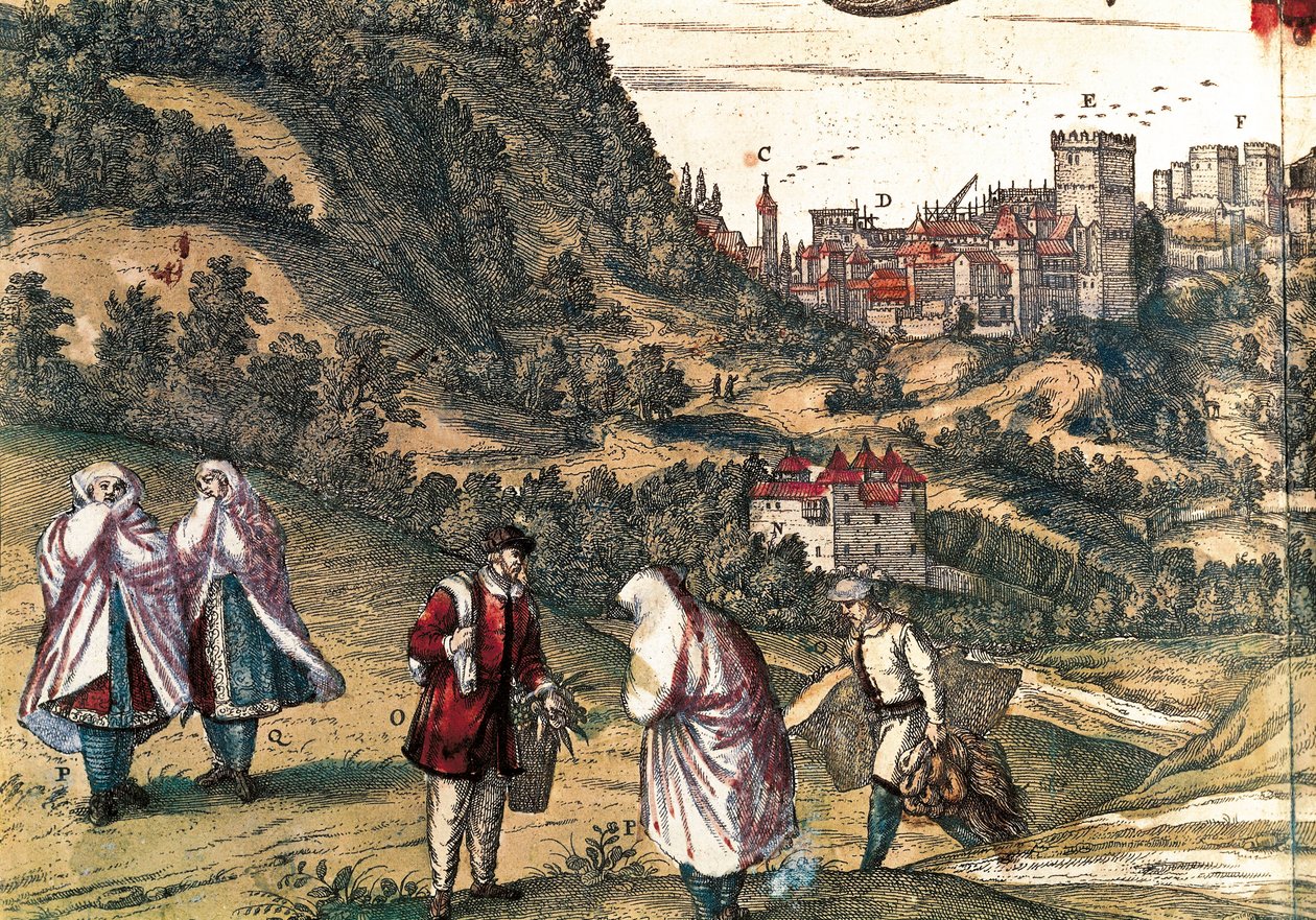 Mauritius of the Alhambra, Engraving by George Braun in "Civitatis Orbis Terrarum" Written by Franz Hogenberg (1535-1590), Edited by Gottfried Kempesen in Cologne in Six Volumes by Georg Braun and Hogenberg Franz