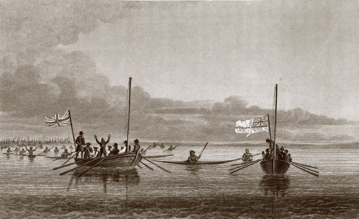 Eskimaux Coming Towards the Boats in Shoalwater Bay, from 