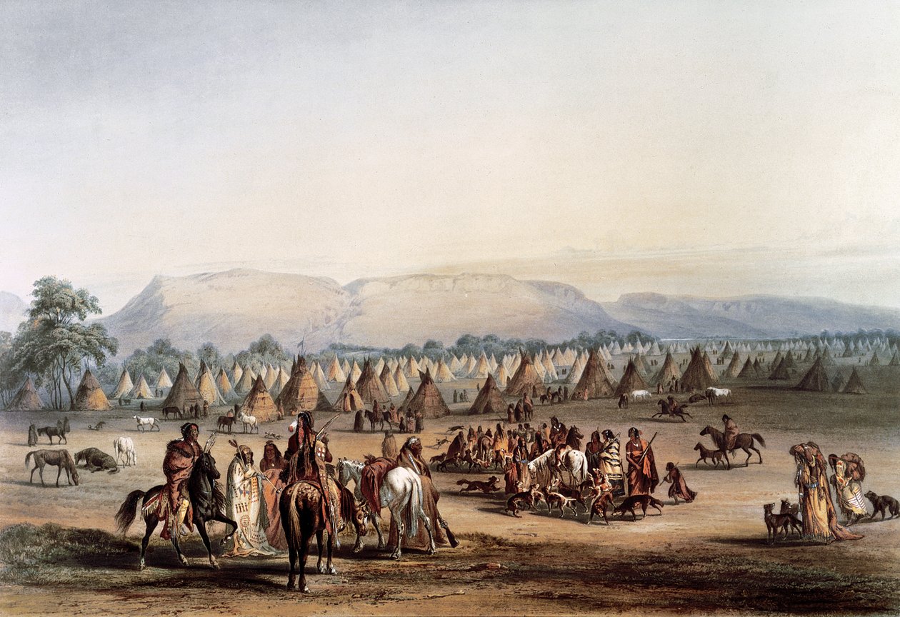 Camp of Piekann Indians by George Catlin