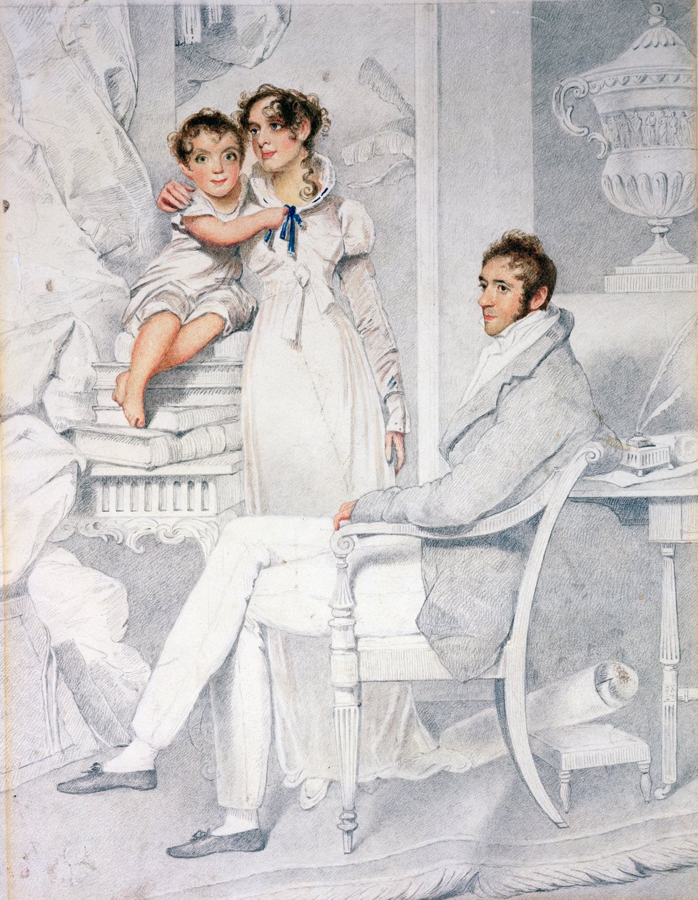 Mr and Mrs Richmond Thackeray and their son, William Makepeace Thackeray (1811-63) 1814 by George Chinnery
