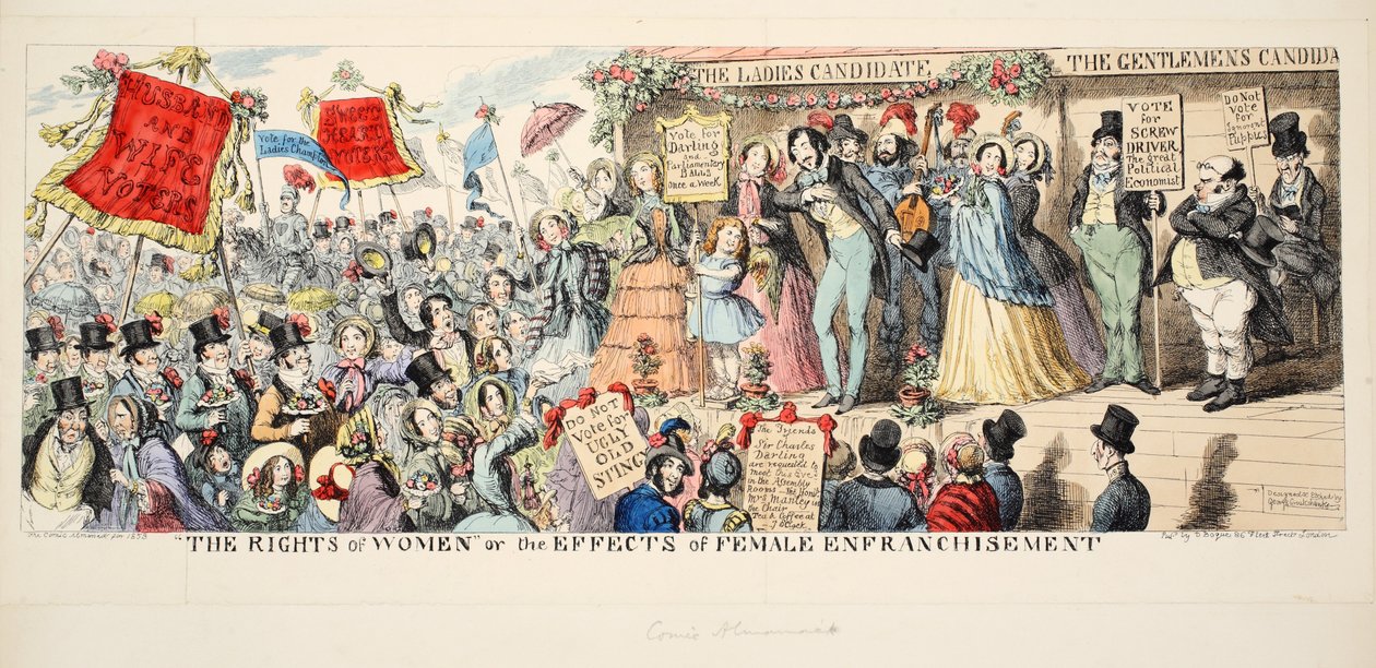 The Rights of Women, or the Effects of Female Enfranchisement, pub. 1853 by George Cruikshank