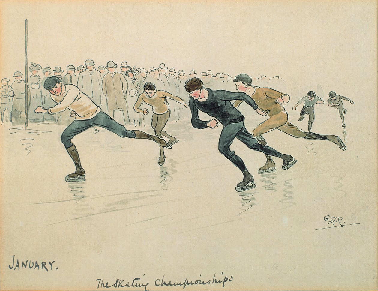 The Month of January: Ice-skating by George Derville Rowlandson