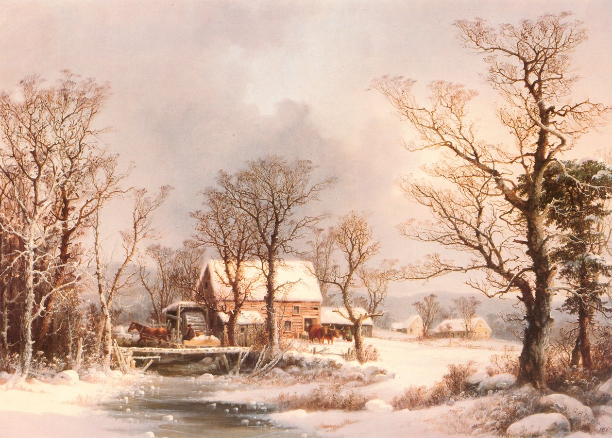 Winter in the Country, The Old Grist Mill by George Henry Durrie