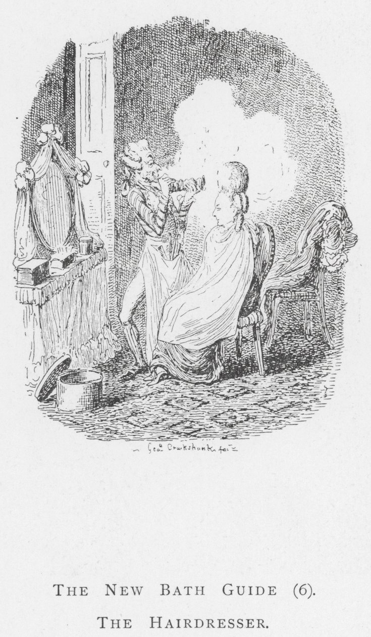 The New Bath Guide, The Hairdresser by George (after) Cruikshank