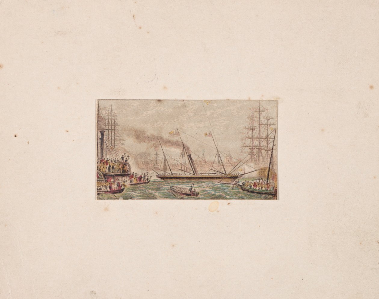 Needle-box Print: The Royal Fleet in Kilkenny Bay by George Baxter