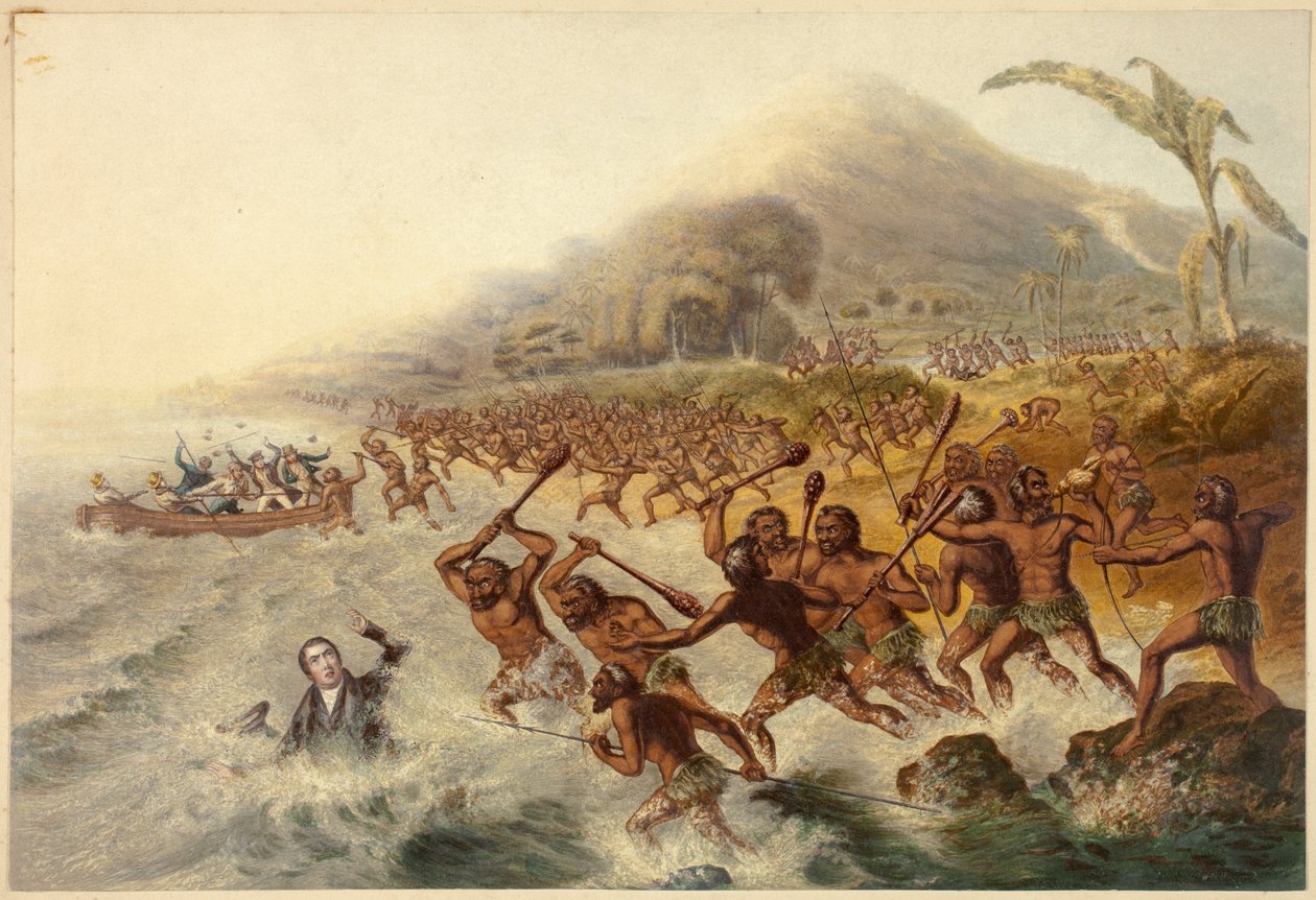 The Massacre of the Lamented Missionary the Rev. J. Williams and Mr. Harris by George Baxter