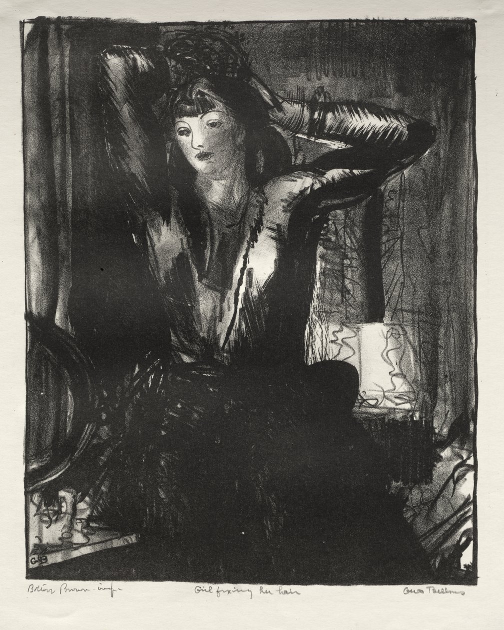 Girl Fixing Her Hair by George Bellows