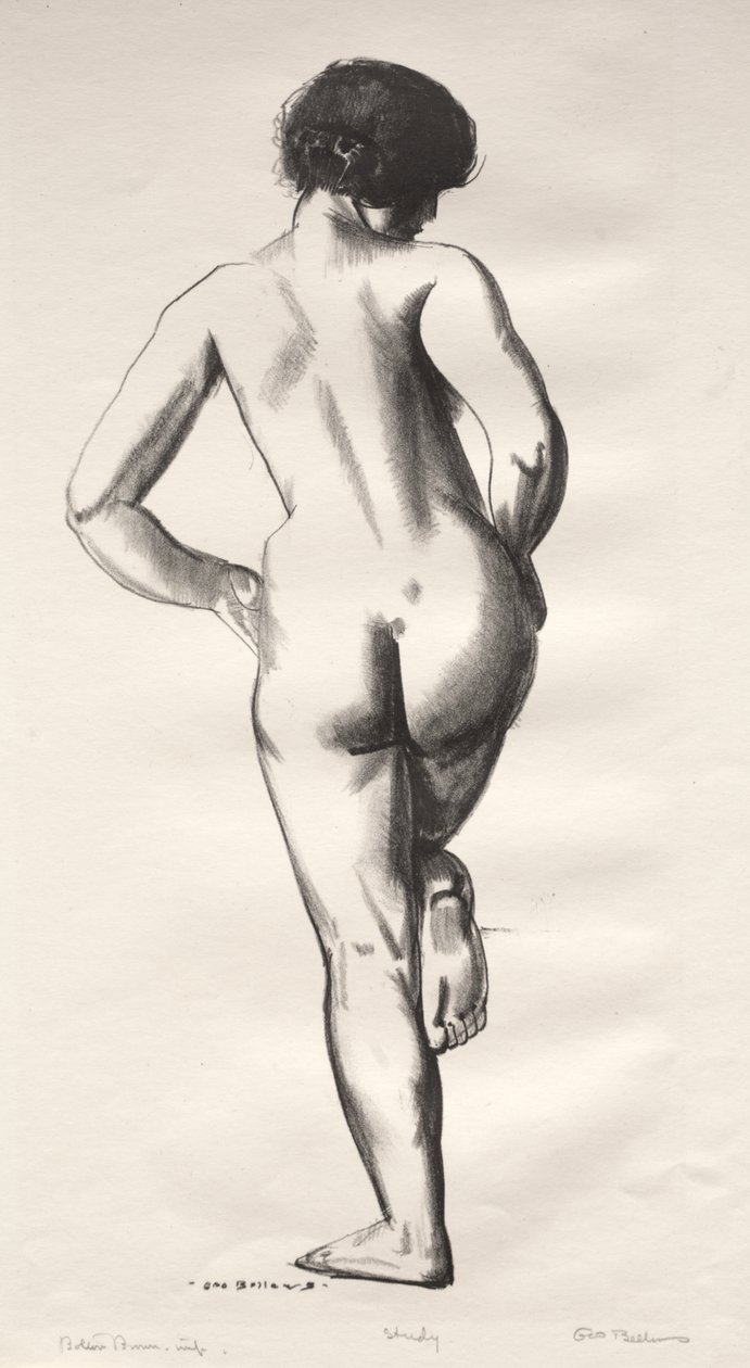 Nude Study, Girl Standing on One Foot by George Bellows
