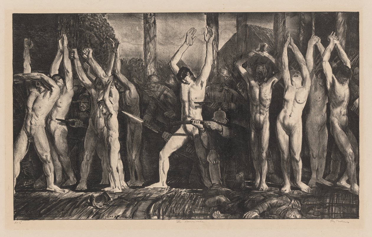 The Barricade, First Stone by George Bellows