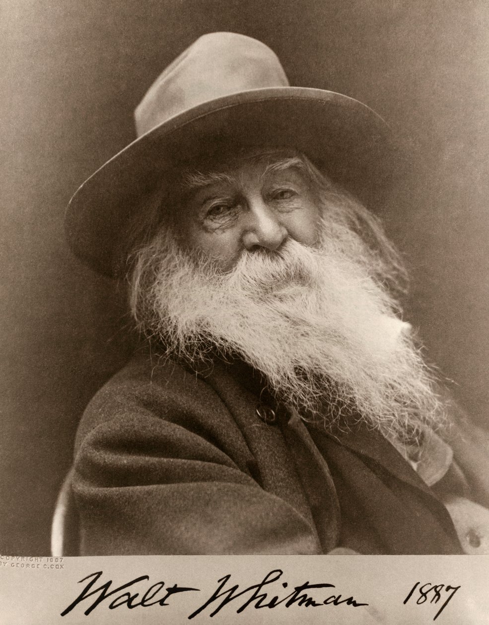Portrait of Walt Whitman in 1887 by George C. Cox